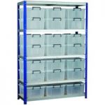 Machine Mart Xtra Barton Storage Eco-Rax Shelving Unit With 21 24 Litre Storemaster Containers