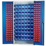 Machine Mart Xtra Barton 013066 Louvre Panel Cabinet with 120 Red & 60 Blue Bins