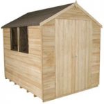 Forest Forest 6x8ft Apex Overlap Pressure Treated Double Door Shed (Assembled)