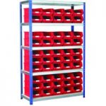 Machine Mart Xtra Barton Storage Eco-Rax TC Shelving Unit With 50 TC4 Red Containers