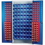 Barton Storage Barton Topstore 013070 Louvre Panel Cabinet (120 Red and 60 Blue Bins)