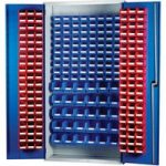 Barton Storage Barton Topstore 013078 Louvre Panel Cabinet (120 Red and 110 Blue Bins)