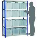 Machine Mart Xtra Barton Storage Eco-Rax Shelving Unit With Twelve 40 Litre Storemaster Containers