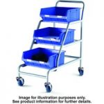 Barton Storage Topstore ACT/3XTC6B/BC Braked Angled Container Trolley With 3 TC6 Blue Containers